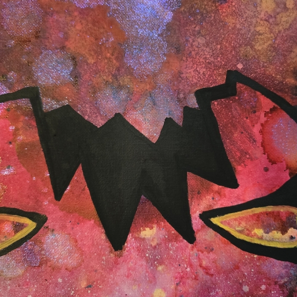 HANDCRAFTED Abstract Alien Painting HANDMADE & HANDPAINTED Wall Art Decor 15x30 - Picture 17 of 17